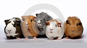 Small group of cute guinea pigs in studio. AI generated