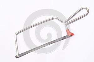 Small hacksaw with steel frame and handle