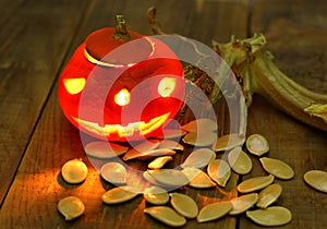 Small halloween pumpkin candle lantern head jack