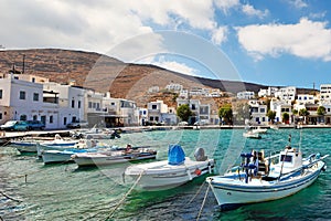 The small harbor in the fishing village Panormos in Tinos, Greece