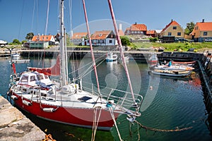 Small harbor in Gudhjem on Bornholm