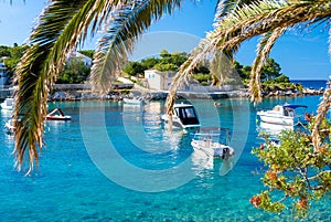 small harbor in Novalja on Pag island in Croatia