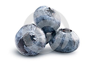 Small heap of blueberries isolated on white