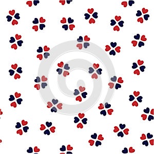 Small heart red and blue in flower shape seamless pattern in vector EPS10,Design for fashion ,fabric,web,wallpaper,wrapping , and