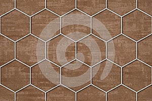 Small hexagonal tiles seamless of wooden marble textures background. photo