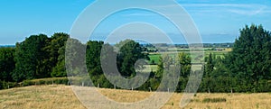 A small hill in front of landscape