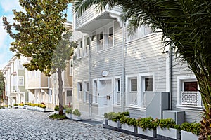 Small historical houses in the old town of Istanbul, Turkey