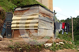 The poor homes near the Incienso Bridge in Guatemala City. photo