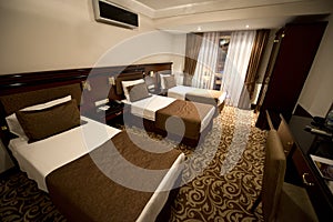 Small Hotel Room With Three Single Beds