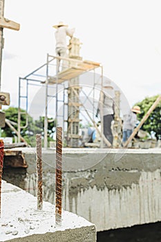 small house construction site., selective focus