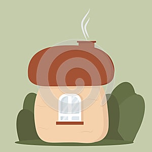 Small house made from mushroom, fairytale fantasy house for gnome, dwarf or elf vector