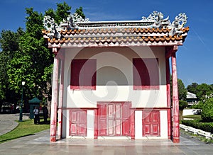 small house of Phra Thinang Wehart Chamrun in Bang Pa-In Royal Palace, Ayutthaya, Thailand photo