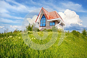 Small house with red roof