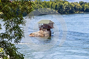 Small house on the river Drina in Bajina Basta, Serbia photo