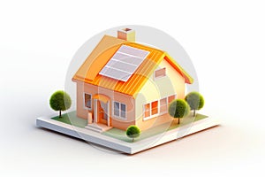 Small house with solar panel on top of it. Generative AI