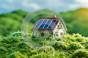 A small house with a solar panel on top of it. Generative AI