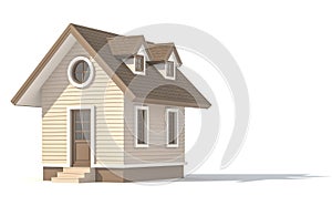 Small house on white background with clipping path 3d render