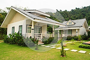 Small houses on the lawn