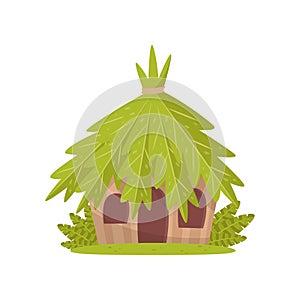 Small hut in tropical jungle vector Illustration on a white background