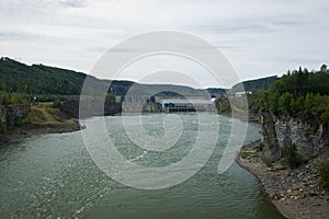 Small hydro electric dam on the Peace River, northeastern BC