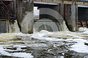 Hydrotechnical structure on river Iput, Dobrush, Gomel region, Belarus photo