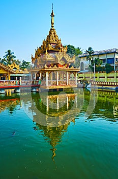The Image house on water, Kyay Thone Pagoda, Yangon, Myanmar photo