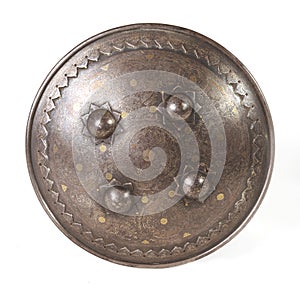 Small indo Persian iron shield PHOTOGRAPHED asa part of a range of antiques and collectibles