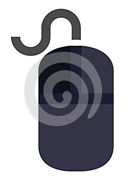 The drawing of a left-clicked gray computer mouse, a small hardware input device used by hand. Illustration, vector or cartoon.