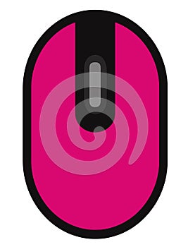 The drawing of a pink computer mouse, a small hardware input device used by hand. Illustration, vector or cartoon.