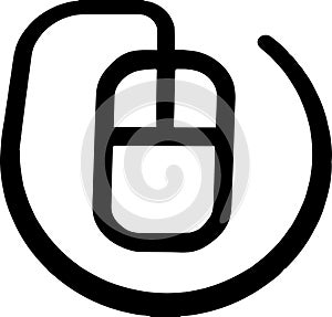 The drawing of a white computer mouse, a small hardware input device used by hand. Illustration, vector or cartoon.