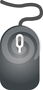 The drawing of a grey computer mouse, a small hardware input device used by hand. Illustration, vector or cartoon.