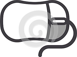 The drawing of a right-clicked white computer mouse, a small hardware input device used by hand. Illustration, vector or cartoon.