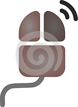 The drawing of a right-clicked brown computer mouse, a hardware input device used by hand. Illustration, vector or cartoon.