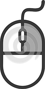 The drawing of a right-clicked white computer mouse, a hardware input device used by hand. Illustration, vector or cartoon.