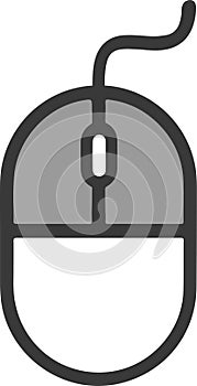 The drawing of a clicked white computer mouse, a hardware input device used by hand. Illustration, vector or cartoon.