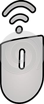 The drawing of a grey computer mouse, a small hardware input device used by hand. Illustration, vector or cartoon.