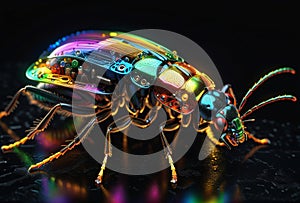 A small insect crafted from electronic components.
