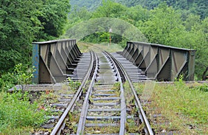 Small iron bridge and railway tracks