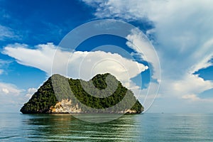 Small island in the area of Tanjung Rhu or Tanjong Rhu beach on Langkawi island, Andaman Sea, state of Kedah, Malaysia photo