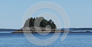 Small Island in bay fromed by glacier in Maine