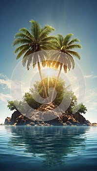 A small island with its sea contents, for mobile background wallpaper photo