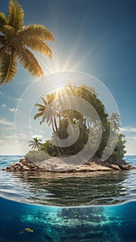 A small island with its sea contents, for mobile background wallpaper photo