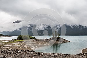 Small island in Lake Minnewanka