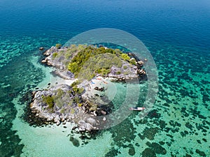 Small island near Koh Lipe beach Andaman Sea seen from drone photo