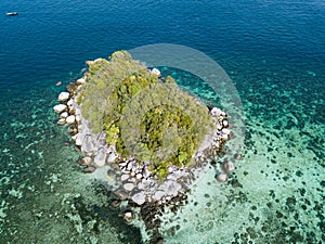 Small island near Koh Lipe beach Andaman Sea seen from drone photo