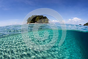 Small Island and Sandy Seafloor in Solomon Islands