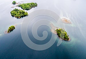 Small islands in lake, aerial