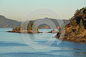 Autumn Morning Light on Islets at the Entrance of Otter Bay, Pender Island, British Columbia, Canada