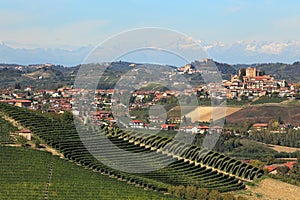 Small italian town on hills of Piedmont, Italy.