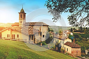 Small Italian village with church